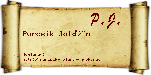 Purcsik Jolán névjegykártya