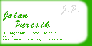 jolan purcsik business card